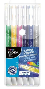 Długopisy brokatowe Kidea z kryształową końcówką 6 kolorów - Outlet