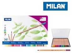 Kredki Milan ołówkowe sześciokątne 36 kolorów w metalowym opakowaniu