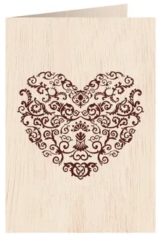 Karnet drewniany C6 + koperta Ślub Serce wzory