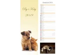 Kalendarz 2019 pasek 15x48 Psy i Koty - Outlet