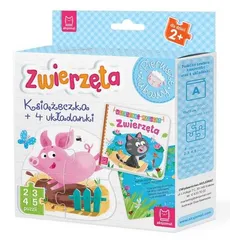 Zwierzęta. Książeczka i cztery układanki. Puzzle dla malucha. 