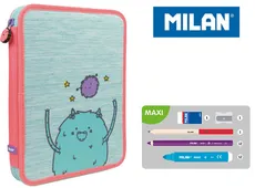 Piórnik Milan 1-poziomowy duży z wyposażeniem Mimo różowy