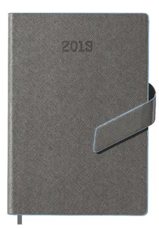 Kalendarz książkowy A5 szary z klipsem magnetycznym 2019