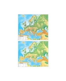 Europa Dwustronna mapa ogólnogeograficzna z wersją ćwiczeniową