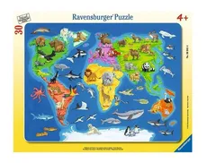 Puzzle Mapa Świata zwierząt 30