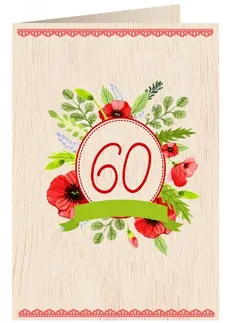 Karnet drewniany C6 + koperta Urodziny 60