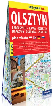 Olsztyn, Bartoszyce, Iława, Kętrzyn, Mrągowo, Ostróda, Szczytno; papierowy plan miasta 1:15 000