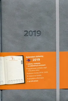 Kalendarz 2019 KK-A5DL książkowy A5 dzienny Lux szary