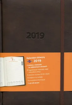 Kalendarz 2019 książkowy A5 dzienny Lux ciemny brąz