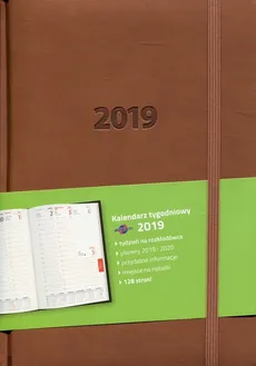 Kalendarz 2019 KK-A5TL książkowy A5 tygodniowy Lux jasny brąz