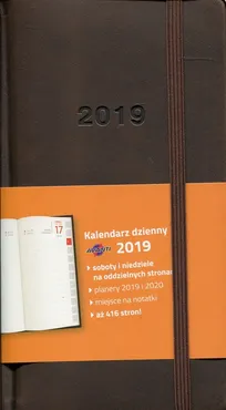 Kalendarz 2019 książkowy dzienny Lux ciemny brąz