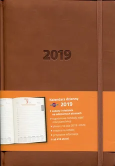 Kalendarz 2019 książkowy A5 dzienny Lux jasny brąz