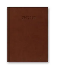 Kalendarz 2019 21DB książkowy dzienny brązowy