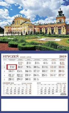 Kalendarz 2019 Jednodzielny Wilanów