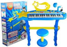 Keyboard na nóżkach + stołek + mikrofon niebieski