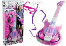 Gitara elektryczna okulary z mikrofonem zestaw różowy