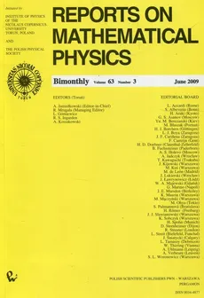Reports on Mathematical Physics 79/3 2009 - Outlet