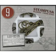 Łamigłówki metalowe 9 sztuk Steampunk zestaw szary