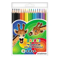 Kredki ołówkowe trójkątne 18 kolorów Safari