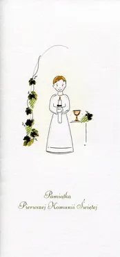 Karnet Komunia DL K03 Chłopiec winogrona
