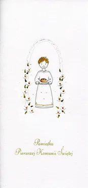 Karnet Komunia DL K14 Chłopiec chleb