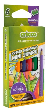 Kredki Cricco Trójkątne Mini Jumbo 6-Kol. op. Kartonowe z Temperówką/ Opak. 12