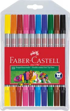 Flamastry dwustronne Faber-Castell etui 10 kolorów