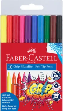 Flamastry Faber-Castell Grip 10 kolorów w etui