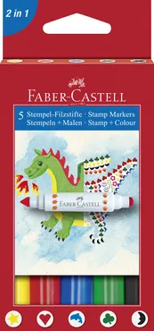 Flamastry Faber-Castell z pieczątkami 5 kolorów