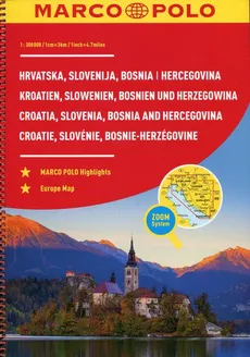 Chorwacja Słowenia Bośnia i Hercegowina Atlas samochodowy 1:300 000 spirala Marco Polo