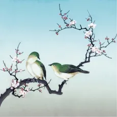 Karnet kwadrat z kopertą Plum blossom birds