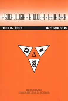 Psychologia etologia genetyka Tom 16/2007