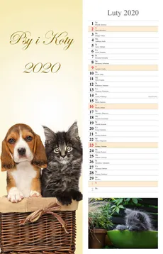 Kalendarz 2020 pasek 15x48 Psy i Koty