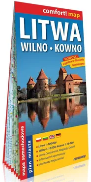Litwa Wilno Kowno laminowana mapa samochodowa 1:700 000/1:10 000/1:15 000