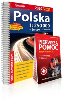 Polska atlas samochodowy 1:250 000 2020/2021 + instrukcja pierwszej pomocy - Outlet