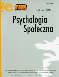 Psychologia społeczna Tom 5 Numer 4 (15) 2010