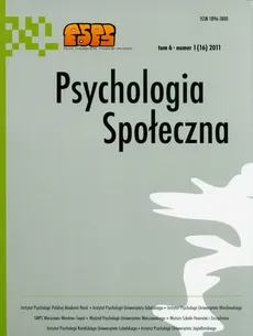 Psychologia społeczna Tom 6 Numer 1(16) 2011
