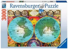 Puzzle Zabytkowa mapa świata 3000