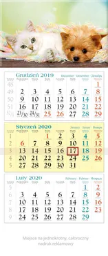 Kalendarz 2020 trójdzielny KT 18 Zwierzaki