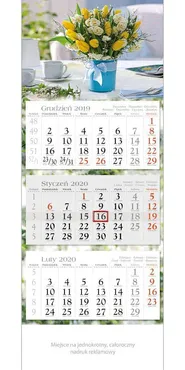 Kalendarz 2020 trójdzielny ekonomiczny KE 03 Tulipany