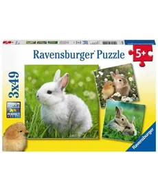 Puzzle 3x49 Delikatne króliczki
