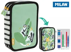 Piórnik 2-poziomowy z wyposażeniem MILAN HYDE & SEEK zielony lemur