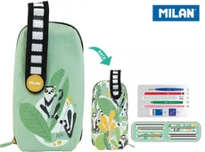 Multipiórnik owalny MILAN z 4 piórnikami HYDE & SEEK zielony lemur