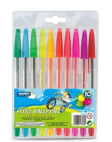 Długopisy Fluorescencyjne Lambo School 10-Kol. W Etui