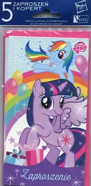 Zaproszenie z kopertą małe Hasbro My Little Pony 5 sztuk