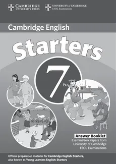 Cambridge Young Learners English Tests 7 Starters Answer Booklet