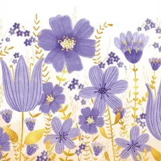 Henry karnet kwadrat złoty - Kwiaty fioletowe
