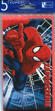Zaproszenie z kopertą Spider-Man Marvel 5 sztuk
