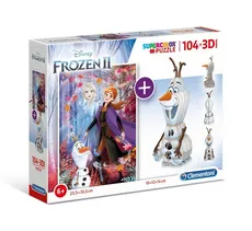 Puzzle 104 Supercolor + Puzzle 3D Disney Frozen II