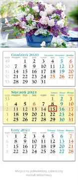 Kalendarz 2021 trójdzielny KT 11 Bukiet